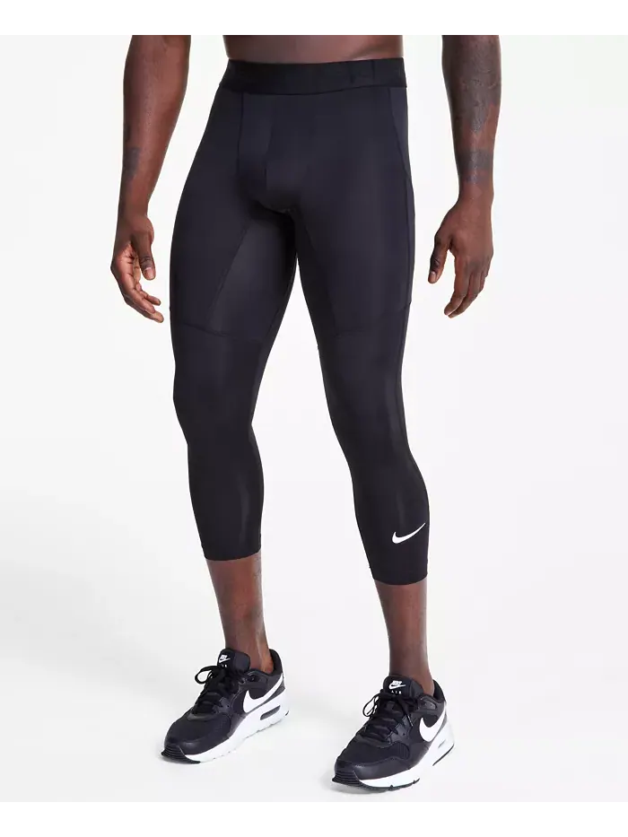 Леггинсы для фитнеса Pro Men's Dri-FIT длиной 3/4 Nike — изображение 1 из 1, черный/белый