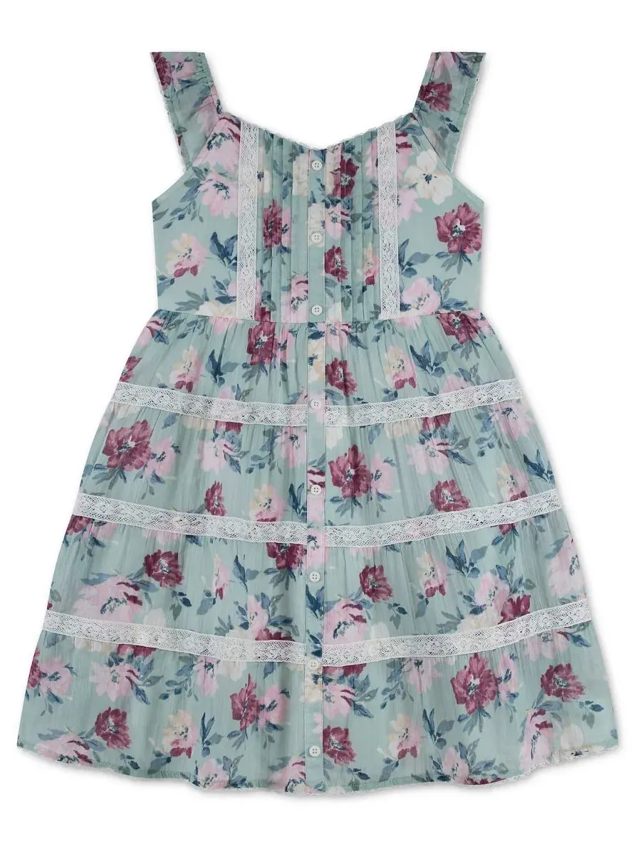 Детское платье без рукавов Sweetheart Sleeveless Mini Dress abercrombie kids — изображение 1 из 4, зеленый