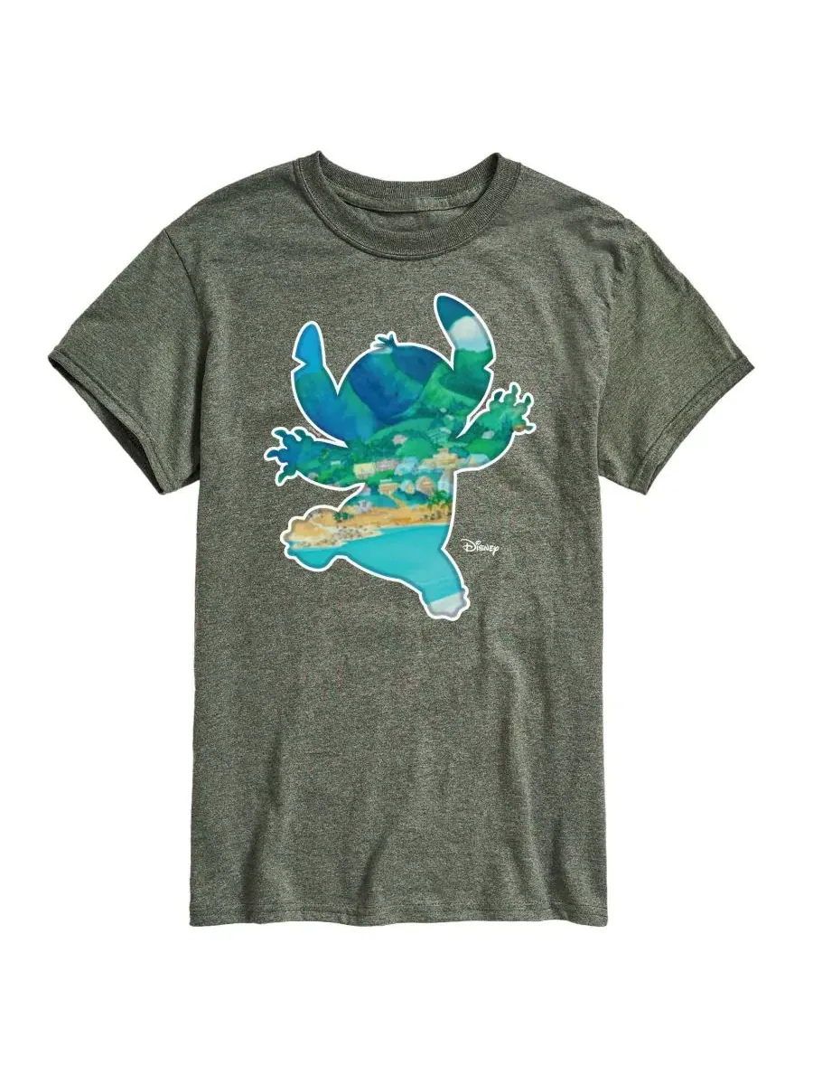 Футболка с принтом Lilo and Stitch Silhouette Scene AIRWAVES — изображение 1 из 3, зеленый