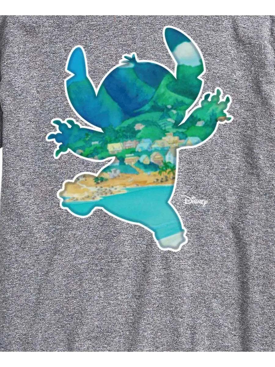 Футболка с принтом Lilo and Stitch Silhouette Scene AIRWAVES — изображение 3 из 3, приглушенный