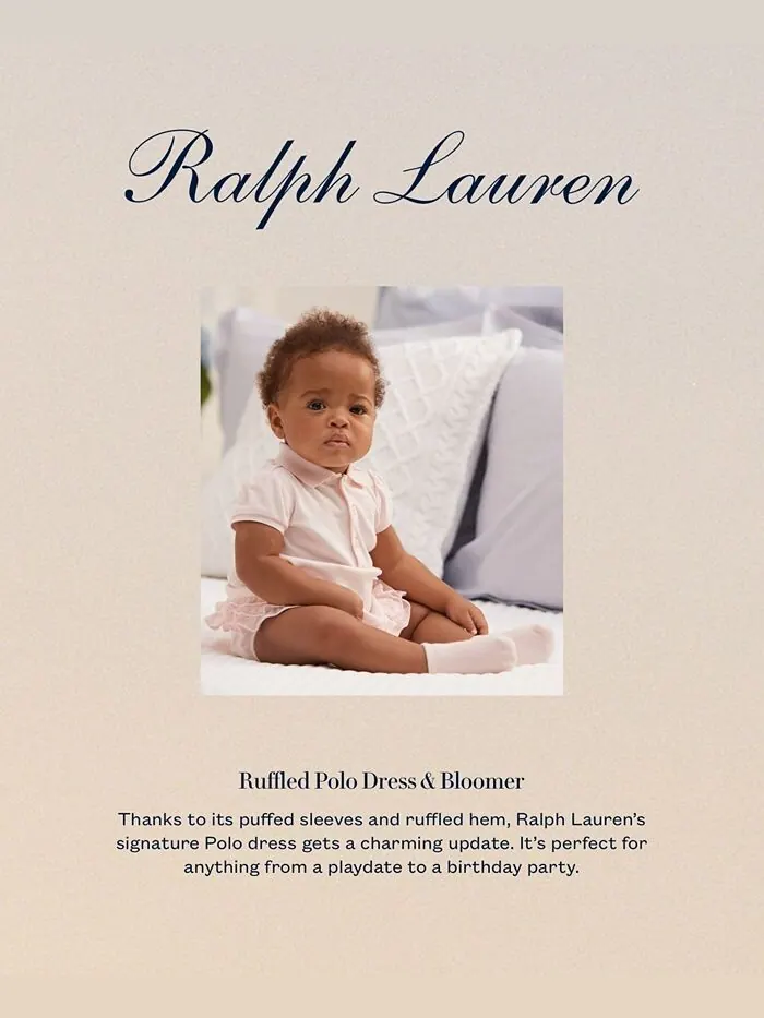 Платье-кекс с рюшами и отделкой для маленьких девочек Polo Ralph Lauren — изображение 6 из 6, розовый
