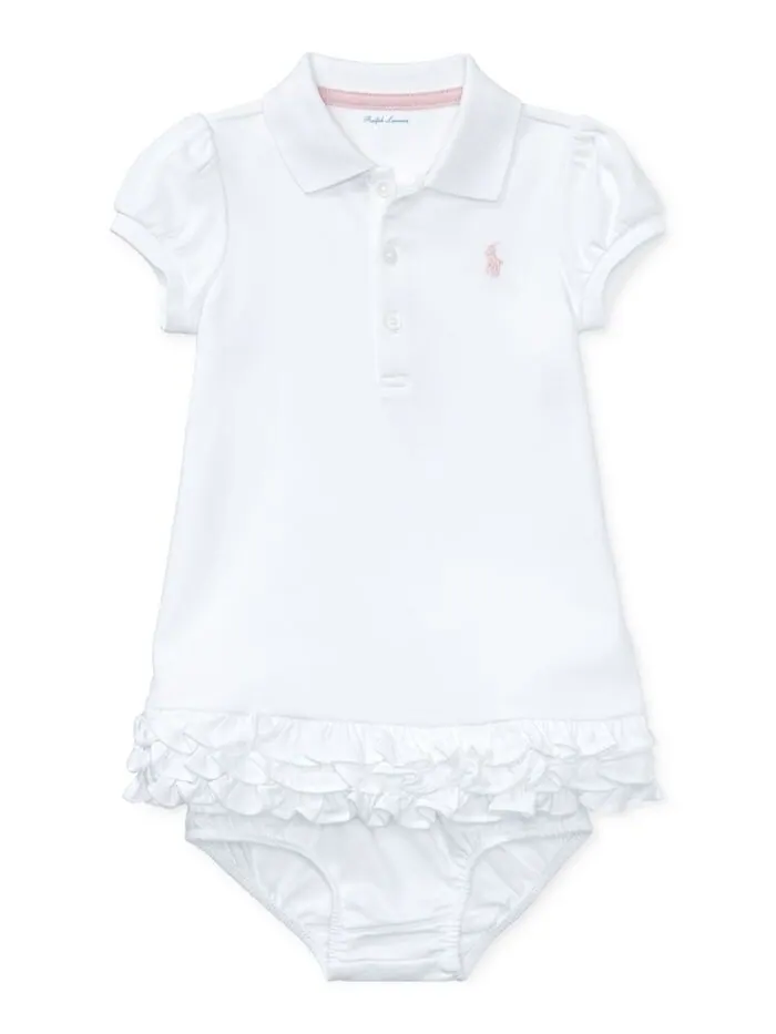 Платье-кекс с рюшами и отделкой для маленьких девочек Polo Ralph Lauren — изображение 1 из 4, белый