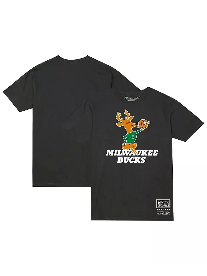 Мужская и женская черная футболка Milwaukee Bucks Hardwood Classics MVP Throwback с логотипом — изображение 1 из 3