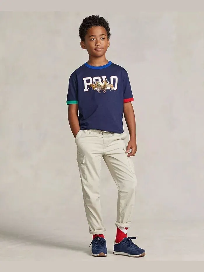 Брюки-карго стрейч-чинос Big Boys Polo Ralph Lauren — изображение 2 из 5, серый