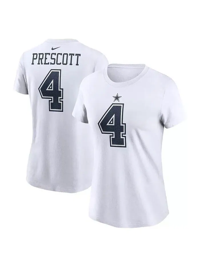 Женская футболка Dak Prescott White Dallas Cowboys с именем и номером игрока Nike — изображение 1 из 3, белый