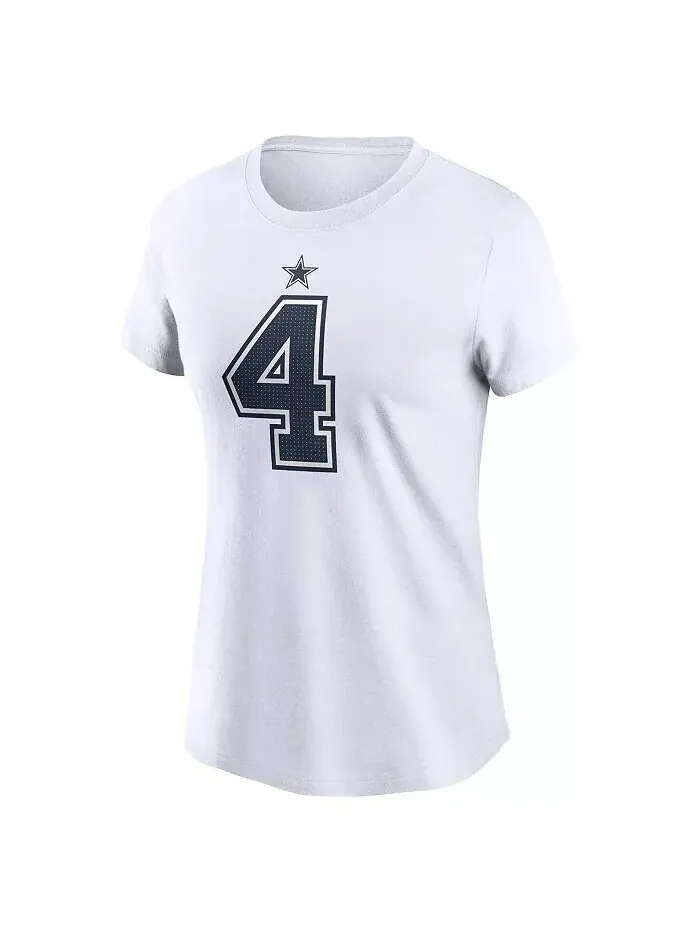 Женская футболка Dak Prescott White Dallas Cowboys с именем и номером игрока Nike — изображение 2 из 3, белый
