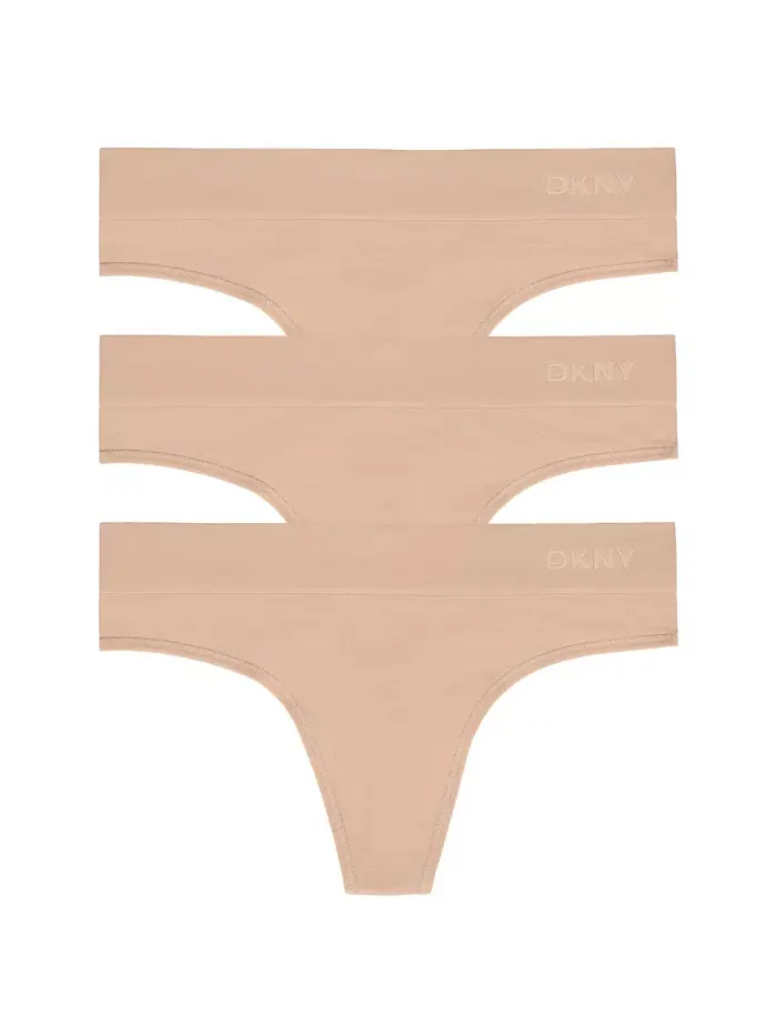Женские бесшовные трусы-стринги Litewear, 3 шт., DK5016NP3 DKNY — изображение 1 из 3, коричневый/бежевый