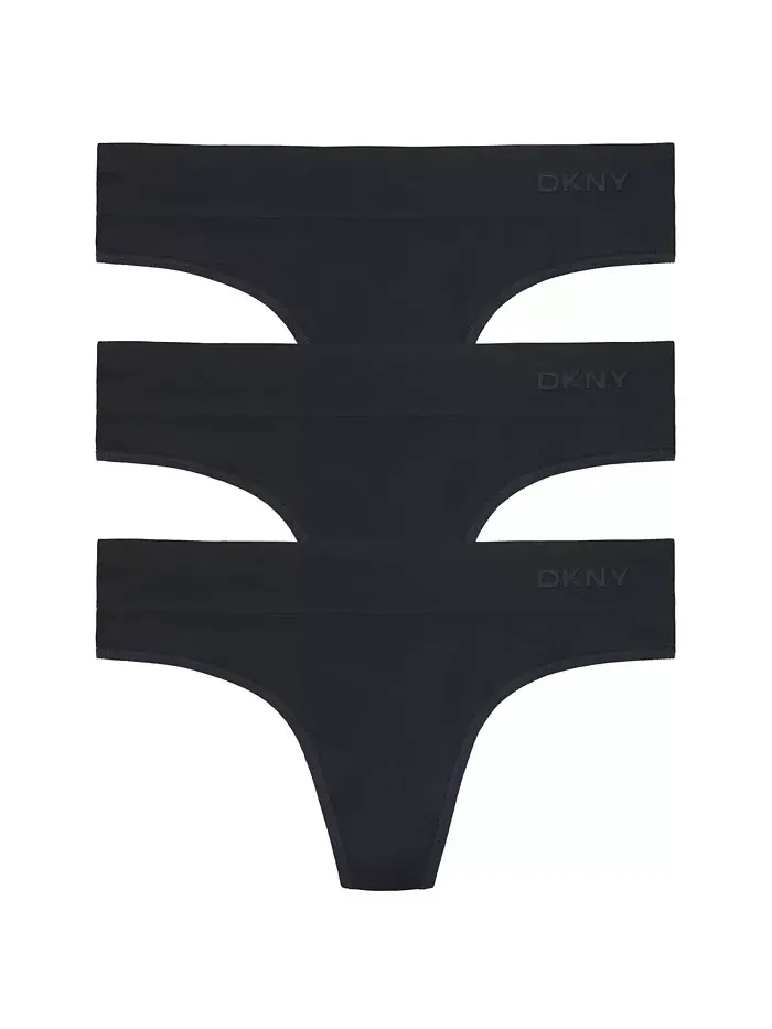 Женские бесшовные трусы-стринги Litewear, 3 шт., DK5016NP3 DKNY — изображение 1 из 3, черный
