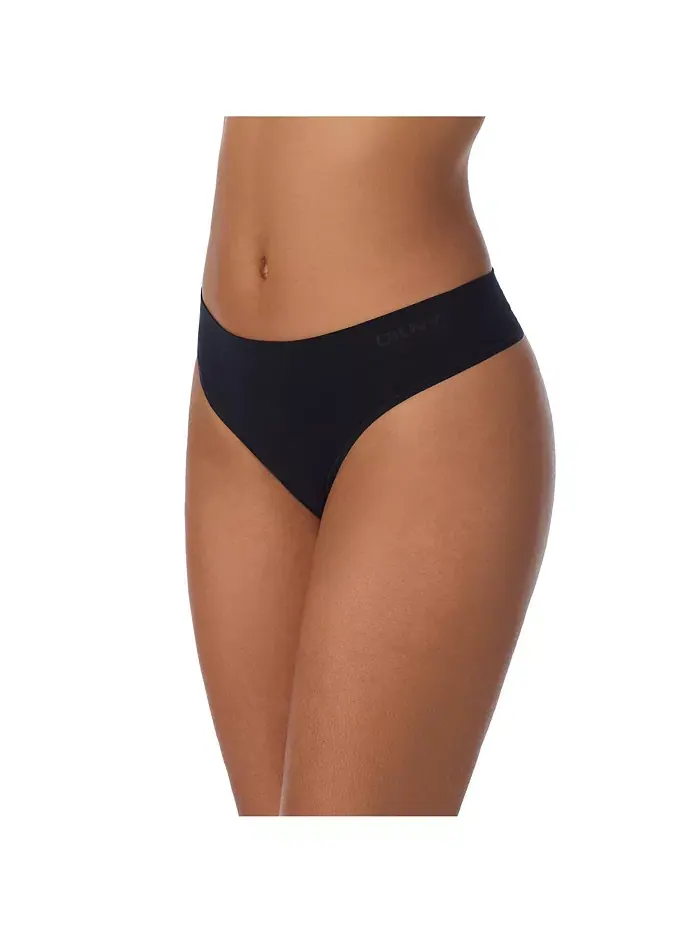 Женские бесшовные трусы-стринги Litewear, 3 шт., DK5016NP3 DKNY — изображение 2 из 3, черный