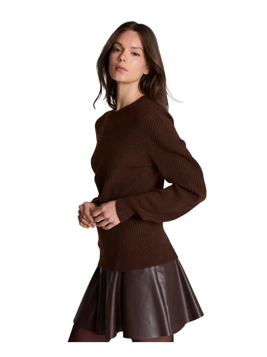 Пуловер с имитацией воротника и ребристой текстурой Kenneth Cole, Medium Bark — изображение 3 из 8