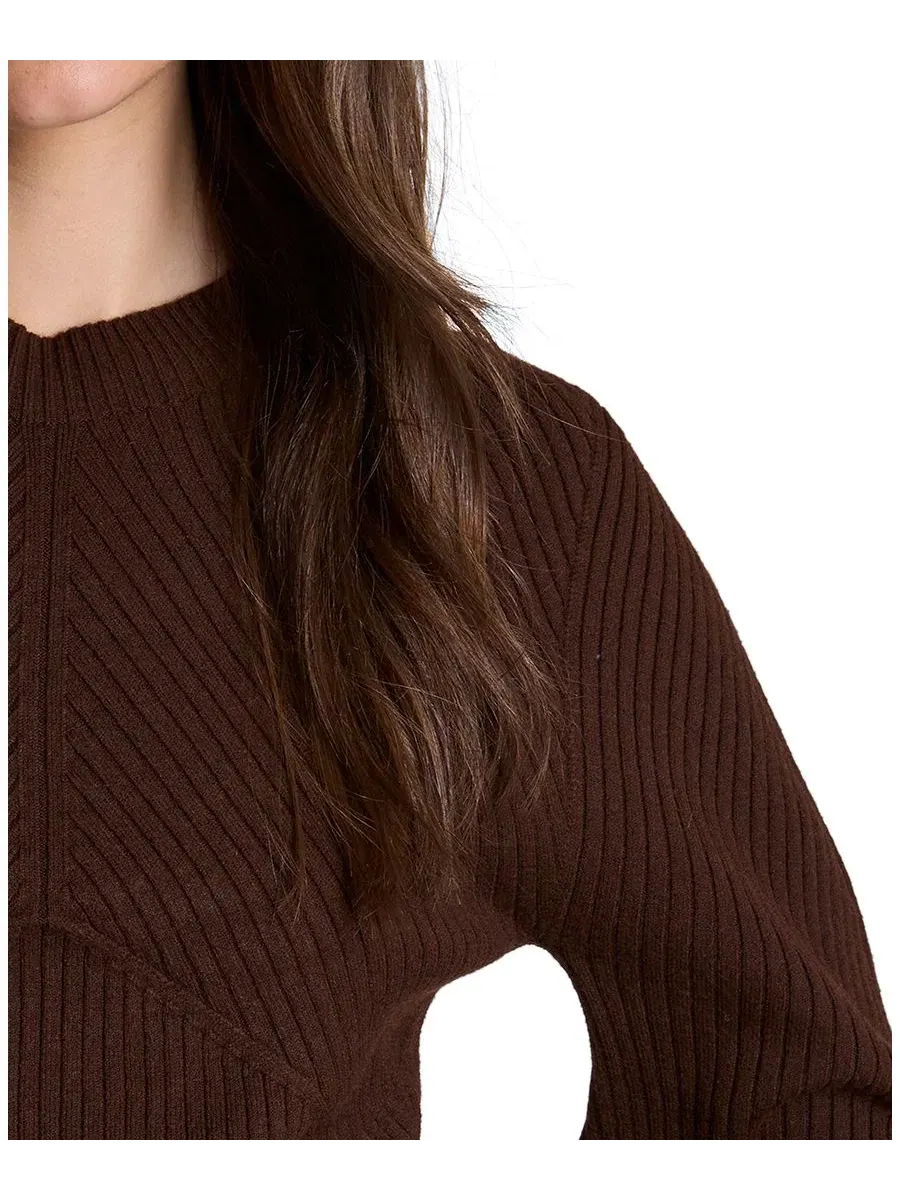 Пуловер с имитацией воротника и ребристой текстурой Kenneth Cole, Medium Bark — изображение 7 из 8