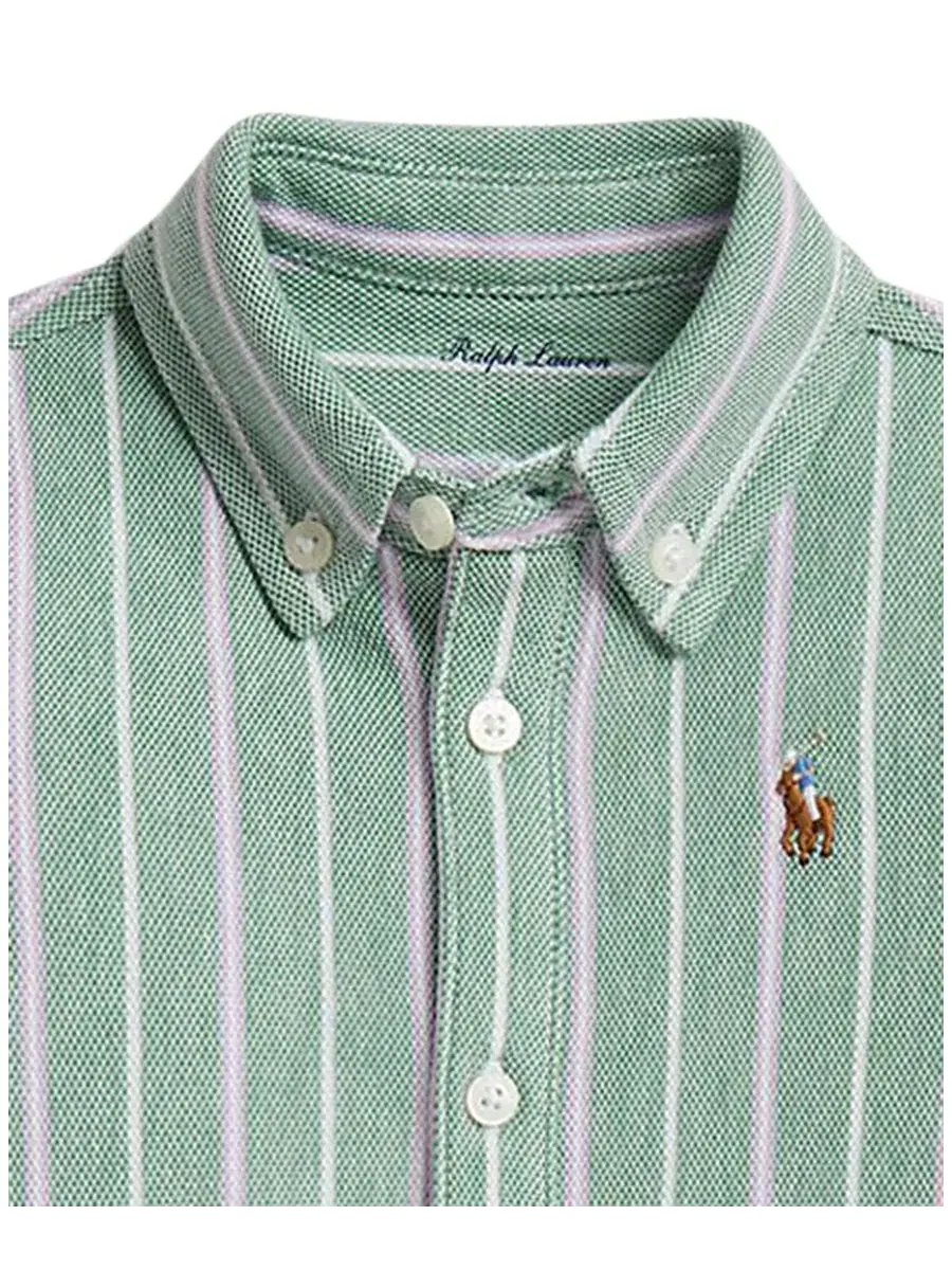 Комбинезон-поло с оксфордским воротником и длинным рукавом Polo Ralph Lauren — изображение 3 из 4, зеленый