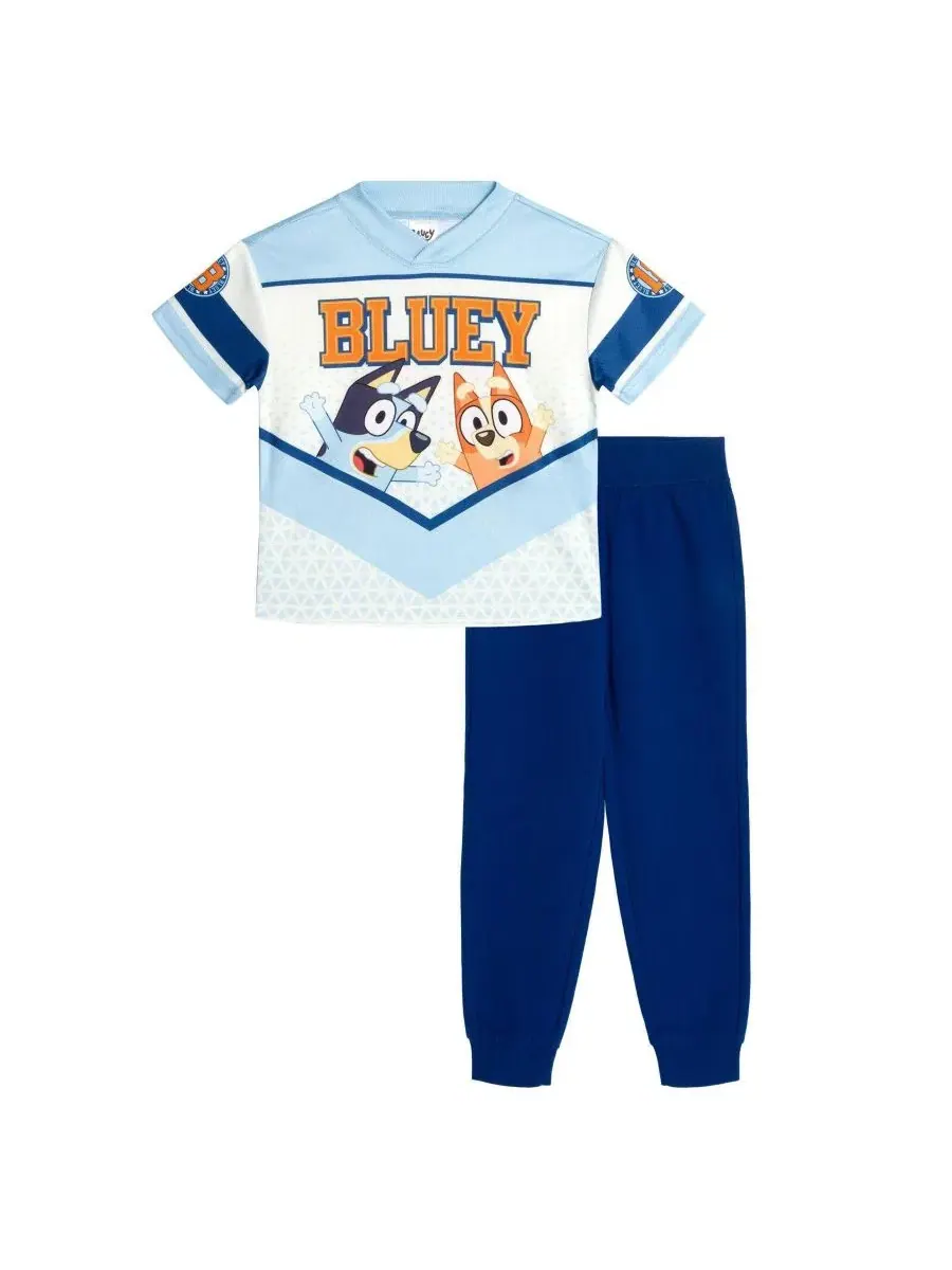 Комплект из футболки и джоггеров с принтом Bluey, Athletic 2-Piece Set Bluey — изображение 1 из 3, темно-синий синий