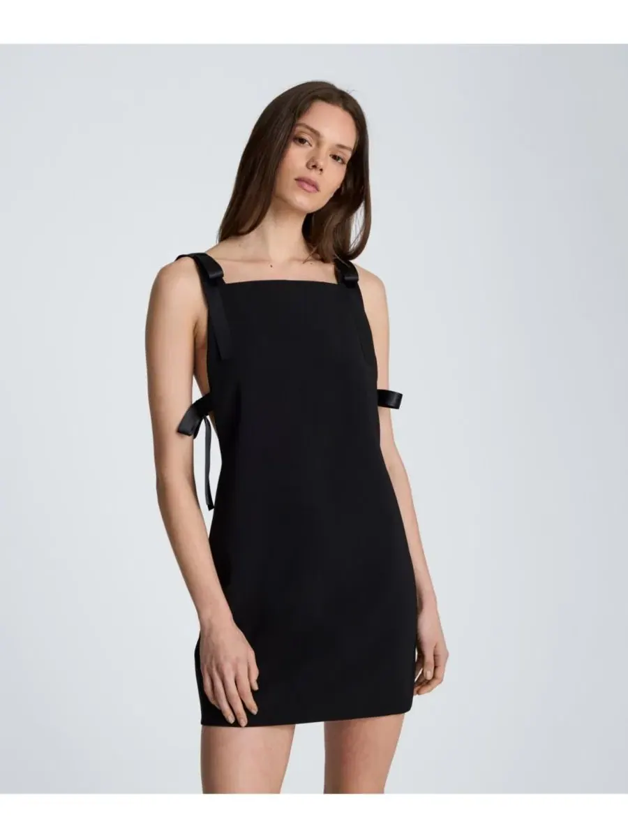 Платье мини с квадратным вырезом и бантами Kenneth Cole — изображение 4 из 6, черный
