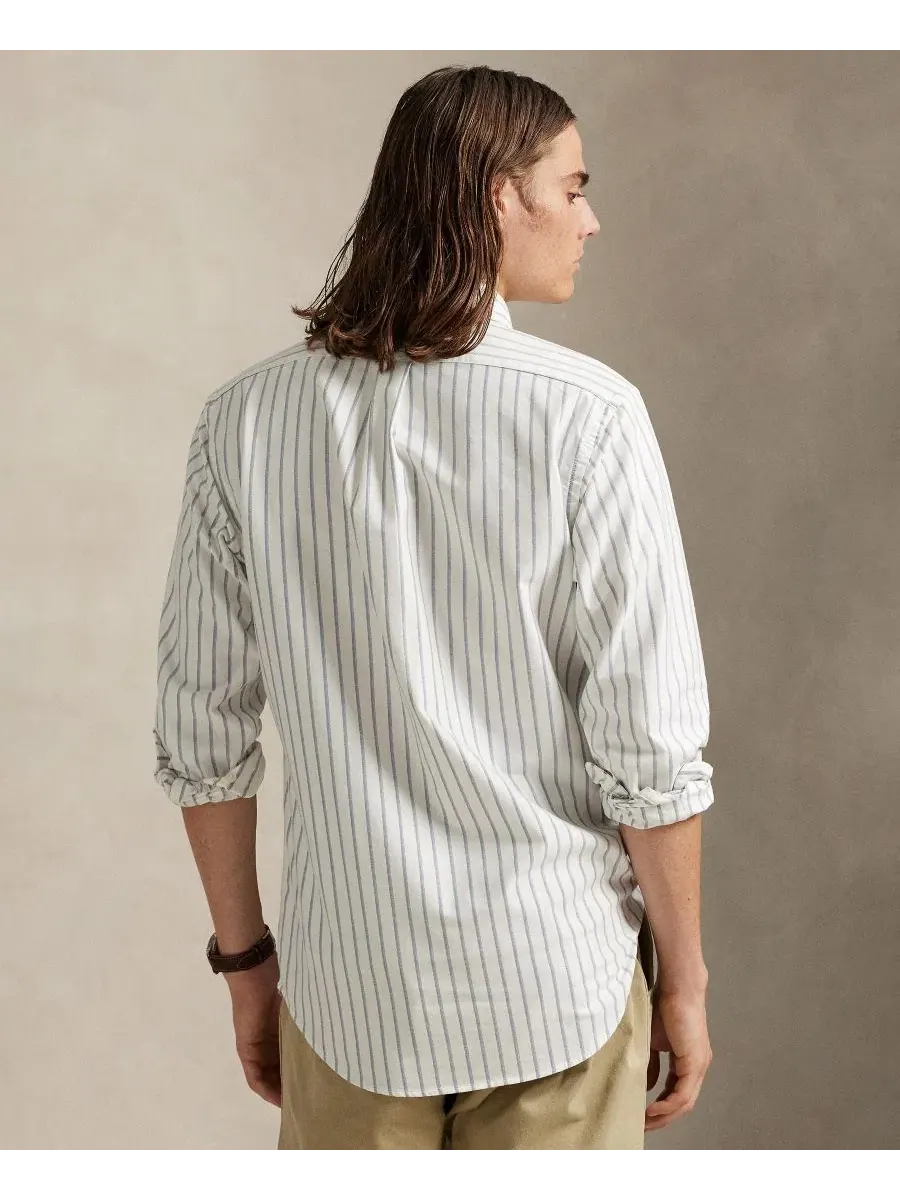 Рубашка с длинным рукавом The Iconic Mesh Shirt Polo Ralph Lauren — изображение 5 из 6, белый/синий мульти