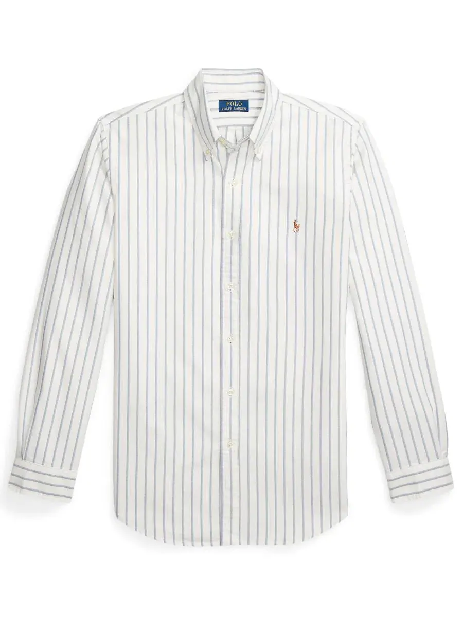 Рубашка с длинным рукавом The Iconic Mesh Shirt Polo Ralph Lauren — изображение 6 из 6, белый/синий мульти