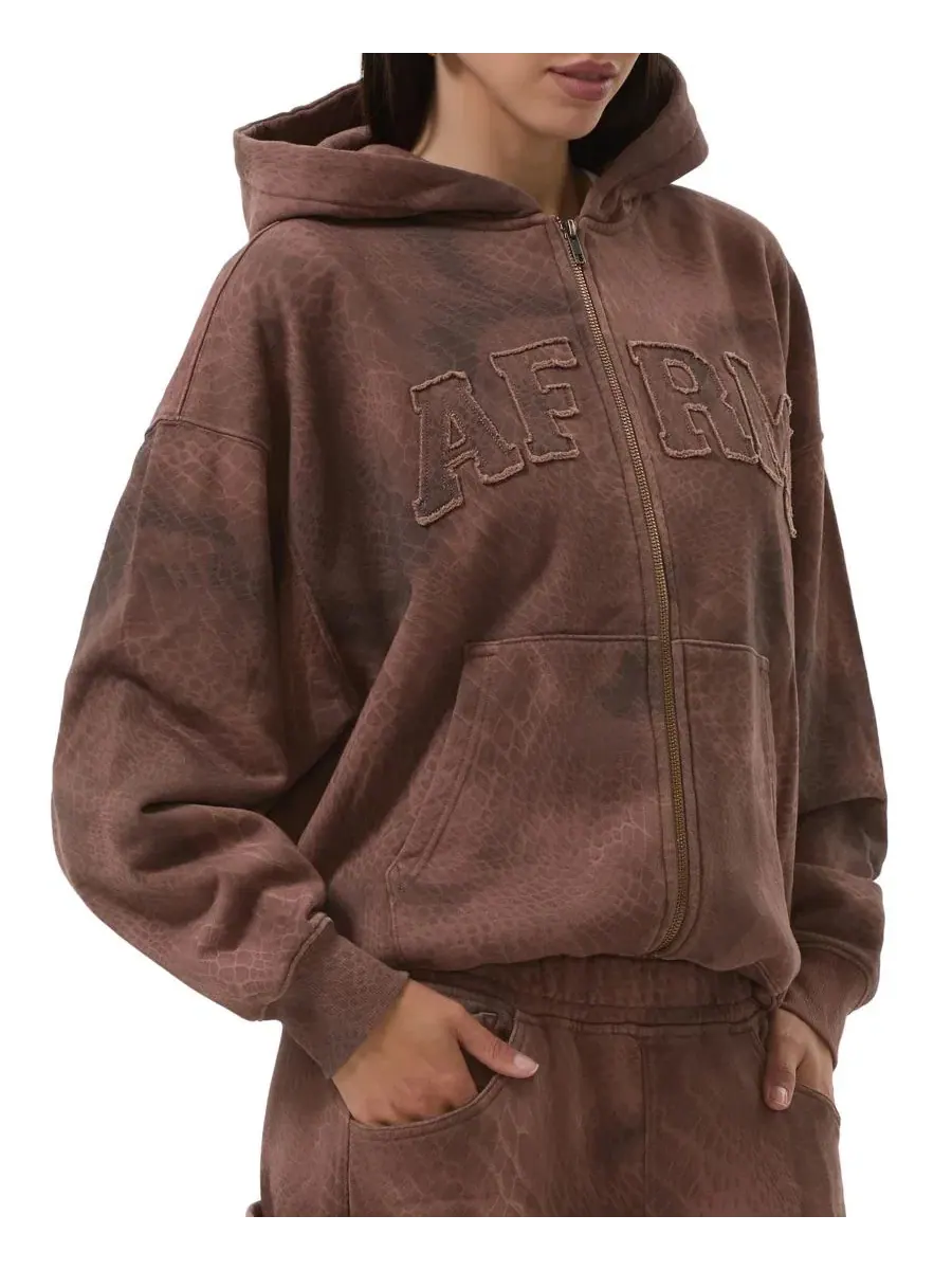 Женский худи с капюшоном на молнии Cameron Long-Sleeve Front-Zipper AFRM — коричневый