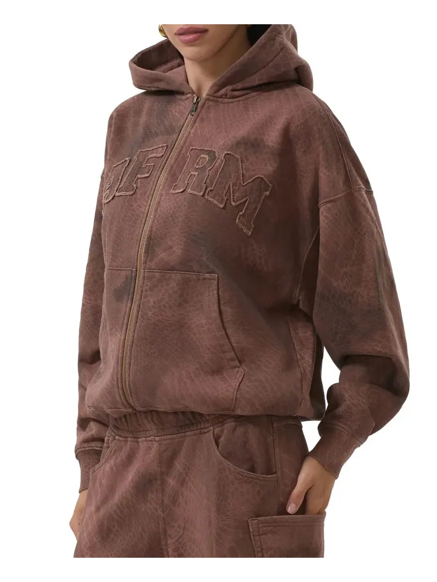 Женский худи с капюшоном на молнии Cameron Long-Sleeve Front-Zipper AFRM — изображение 3 из 4, коричневый