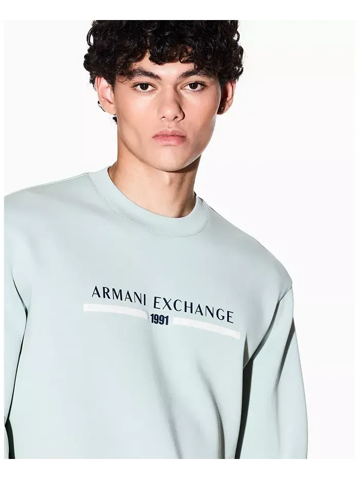 Мужская толстовка с круглым вырезом и принтом Center A|X Armani Exchange — изображение 3 из 5, синий