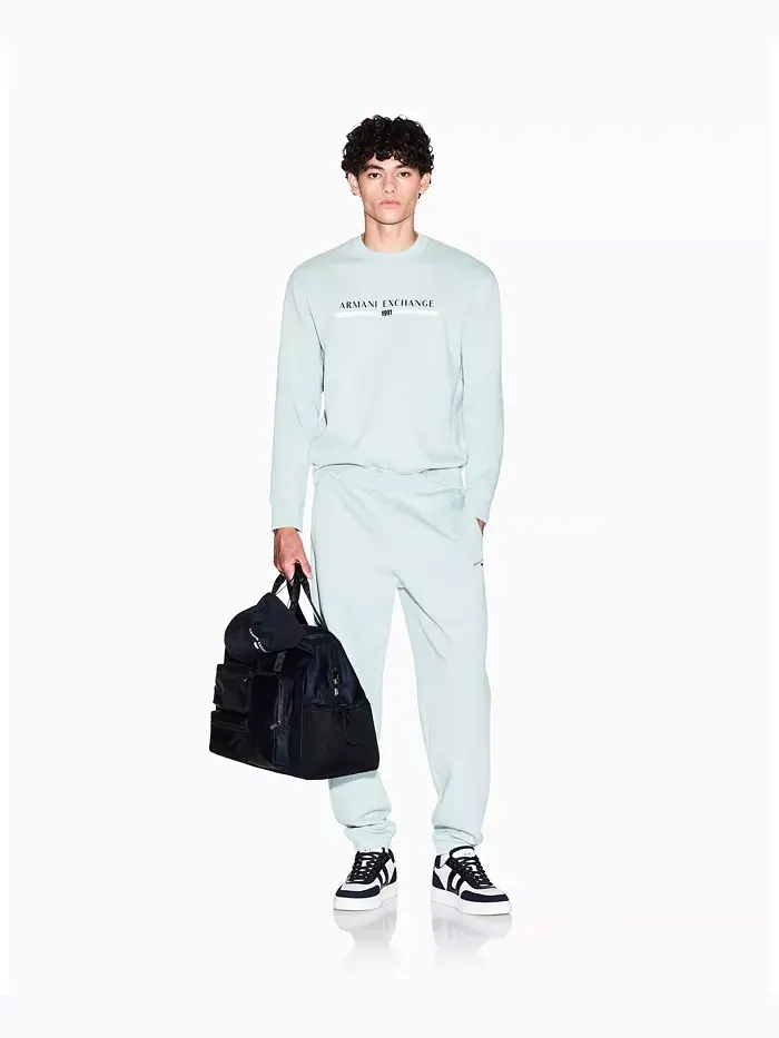 Мужская толстовка с круглым вырезом и принтом Center A|X Armani Exchange — изображение 4 из 5, синий
