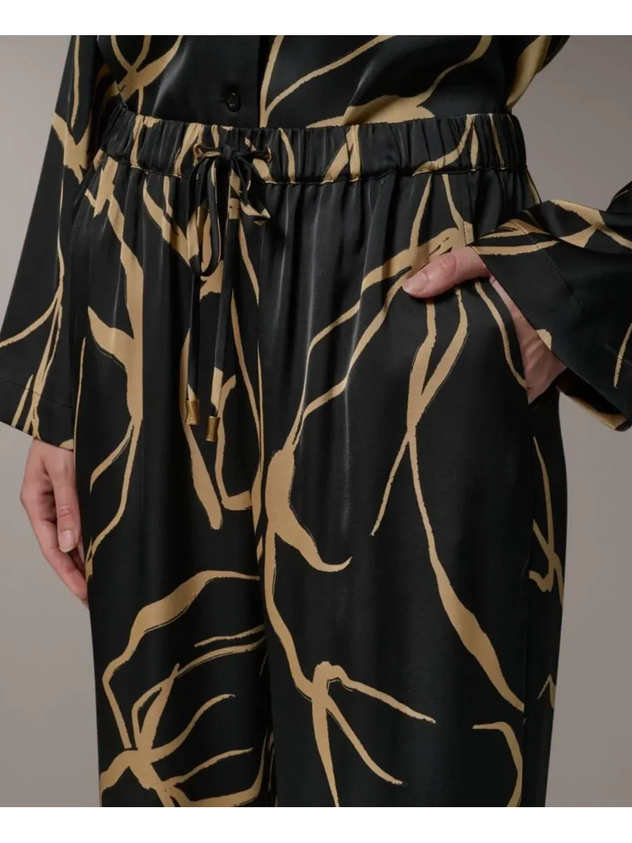 Широкие брюки с принтом Donna Karan New York — изображение 5 из 7, черный
