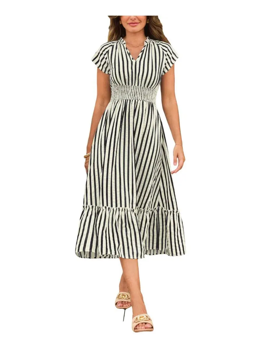 Платье миди с принтом Sunset Cruise Striped Cupshe