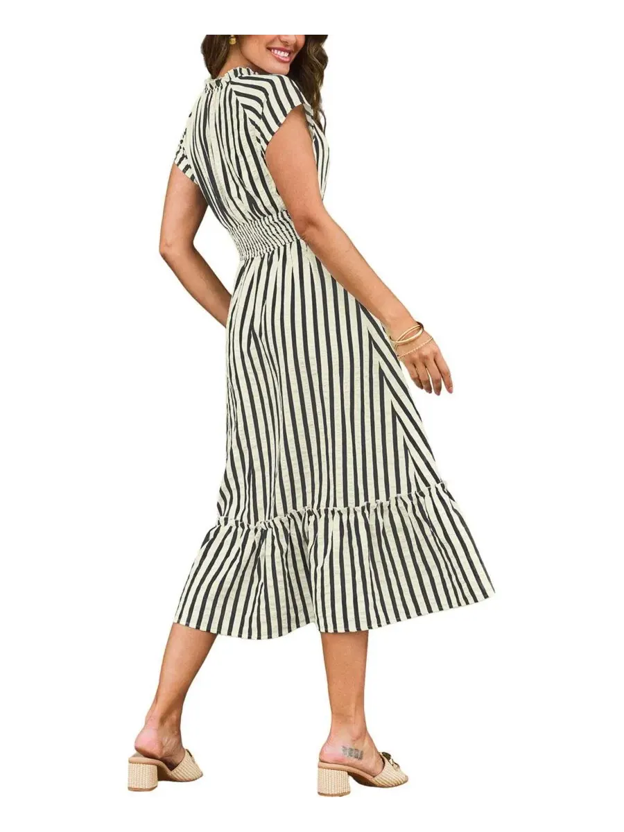 Платье миди с принтом Sunset Cruise Striped Cupshe — изображение 3 из 3, черный