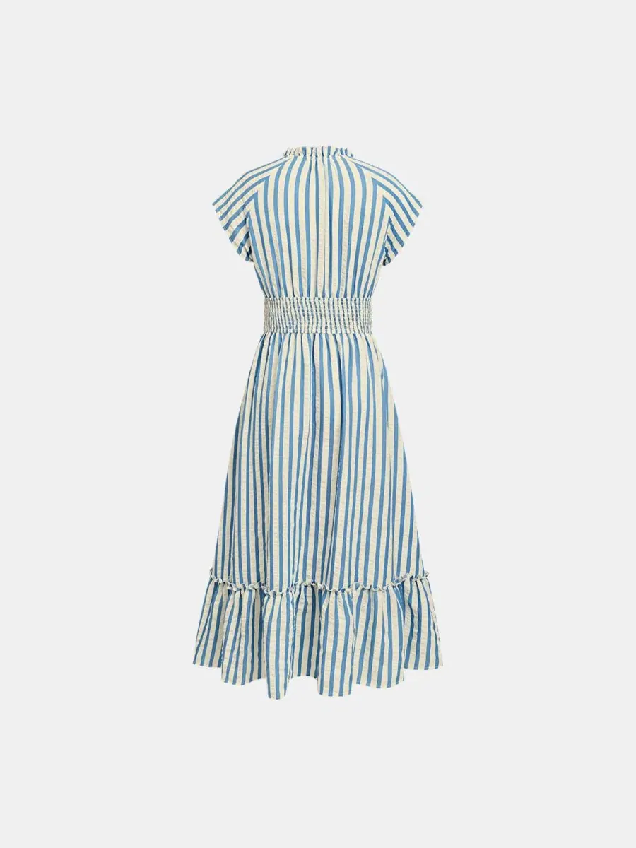 Платье миди с принтом Sunset Cruise Striped Cupshe — изображение 5 из 5, светлый/синий