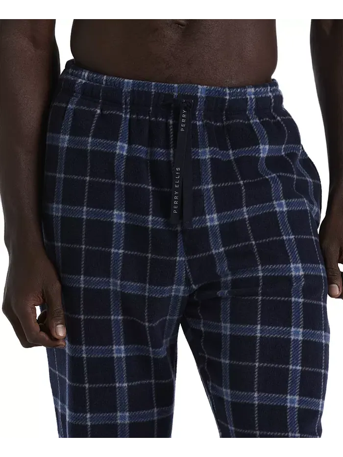 Мужской однотонный комплект пижамы в клетку Buffalo Perry Ellis Portfolio — изображение 2 из 5, синий