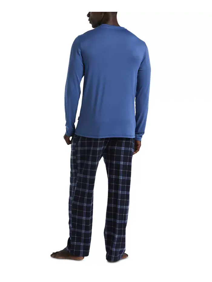 Мужской однотонный комплект пижамы в клетку Buffalo Perry Ellis Portfolio — изображение 4 из 5, синий