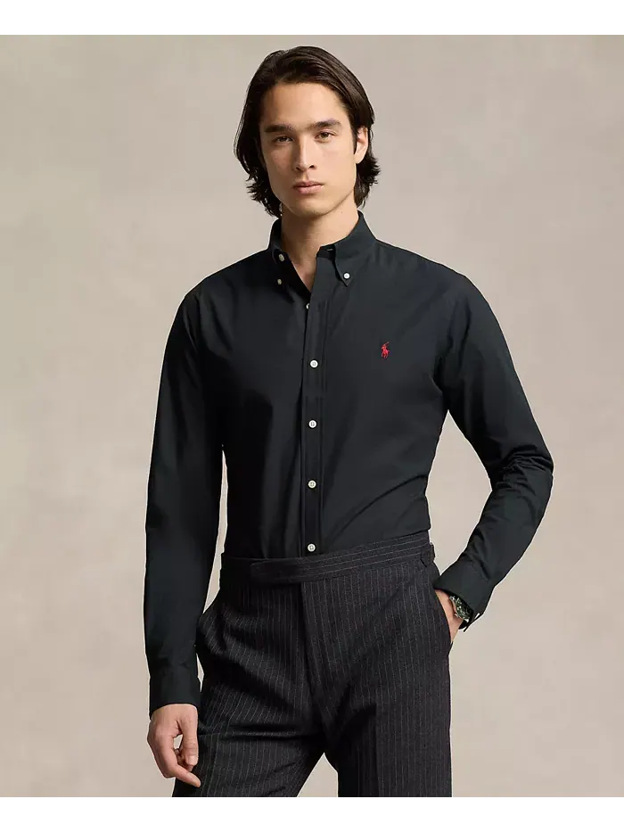 Мужская классическая рубашка из стретч-поплина Polo Ralph Lauren — изображение 1 из 6, черный
