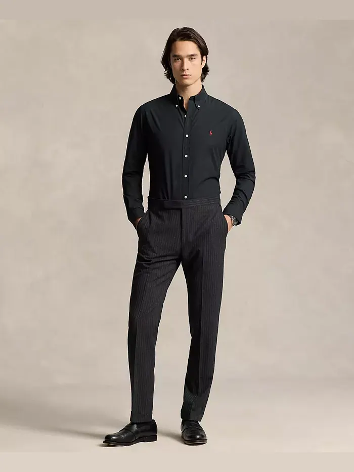 Мужская классическая рубашка из стретч-поплина Polo Ralph Lauren — изображение 2 из 6, черный