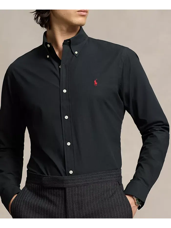 Мужская классическая рубашка из стретч-поплина Polo Ralph Lauren — изображение 3 из 6, черный