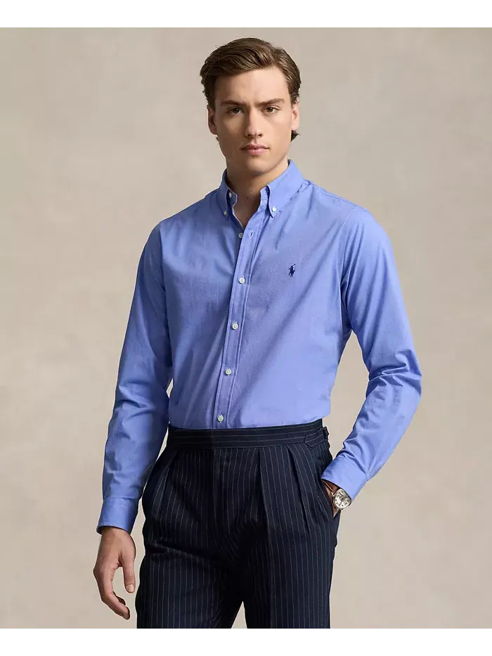 Мужская классическая рубашка из стрейч-поплина Polo Ralph Lauren — изображение 1 из 6, синий