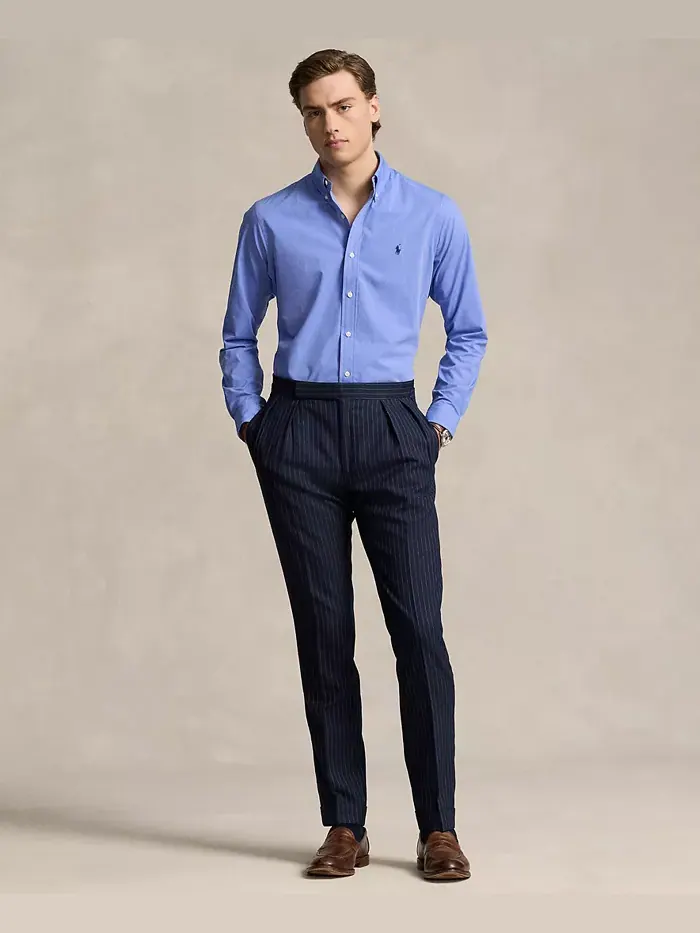 Мужская классическая рубашка из стрейч-поплина Polo Ralph Lauren — изображение 4 из 6, синий