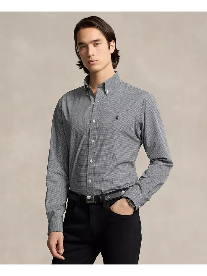 Мужская классическая рубашка из стрейч-поплина Polo Ralph Lauren — изображение 1 из 7, черный/белый