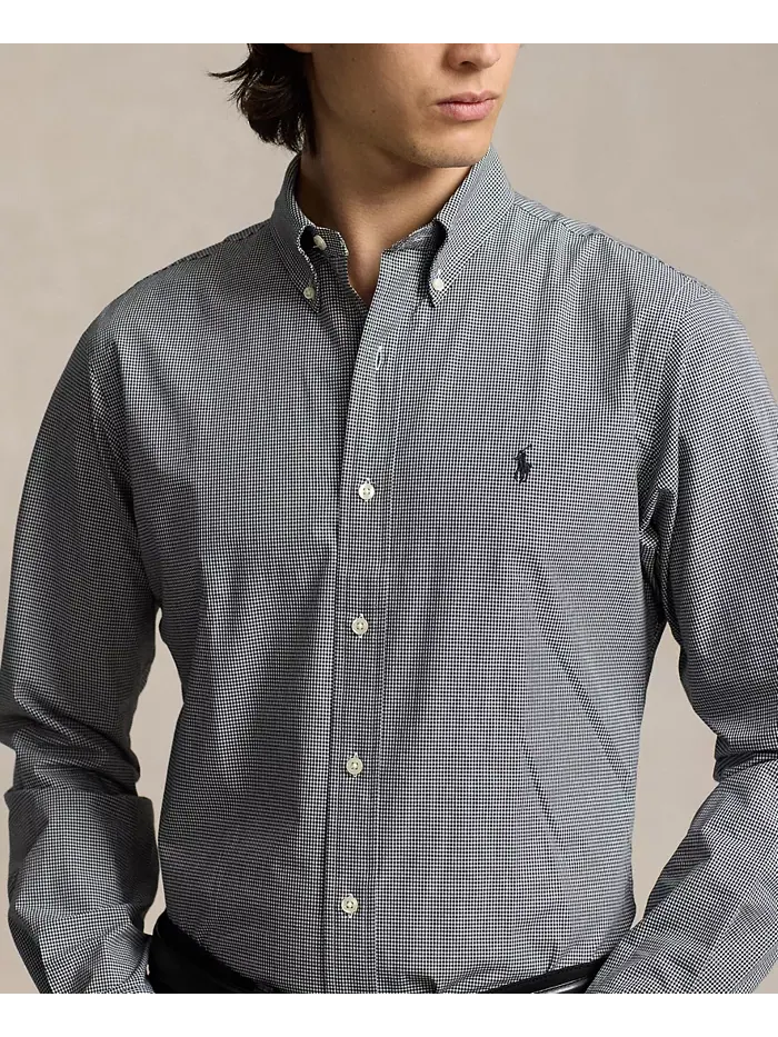 Мужская классическая рубашка из стрейч-поплина Polo Ralph Lauren — изображение 3 из 7, черный/белый