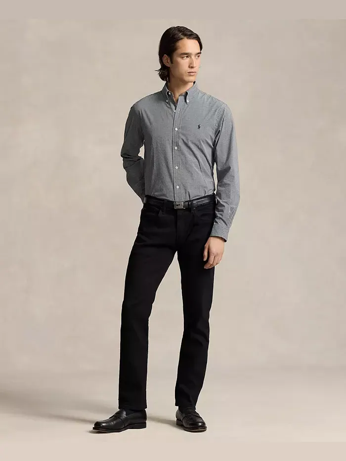 Мужская классическая рубашка из стрейч-поплина Polo Ralph Lauren — изображение 4 из 7, черный/белый