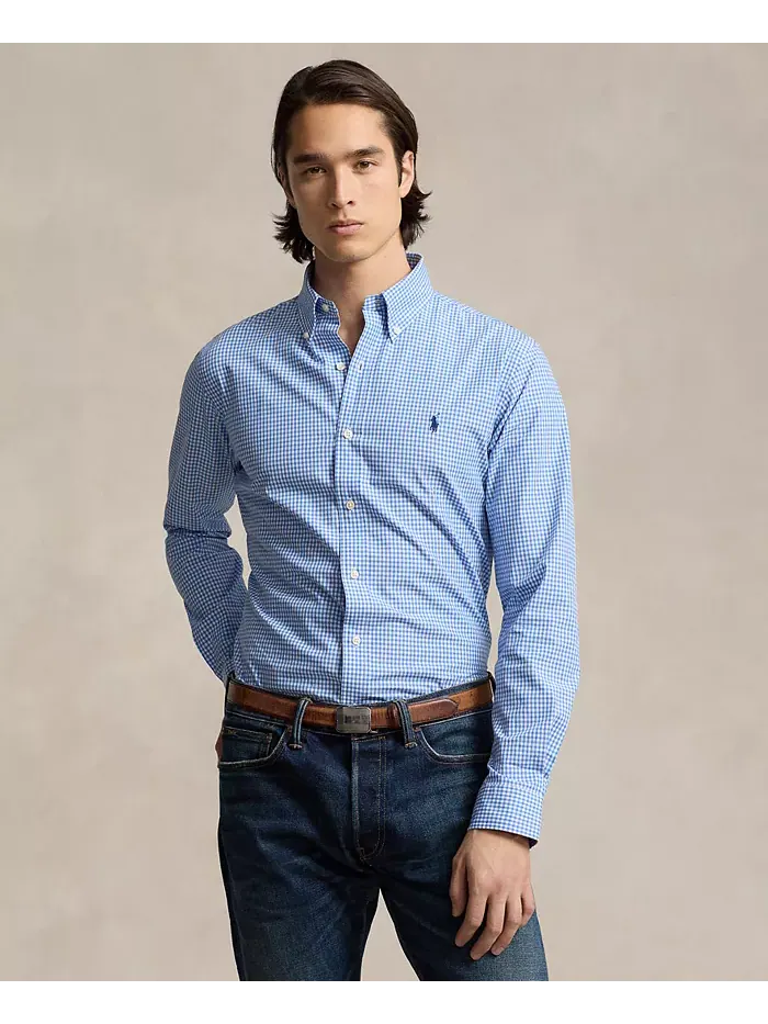 Мужская классическая рубашка из стрейч-поплина Polo Ralph Lauren — изображение 1 из 6, синий/белый