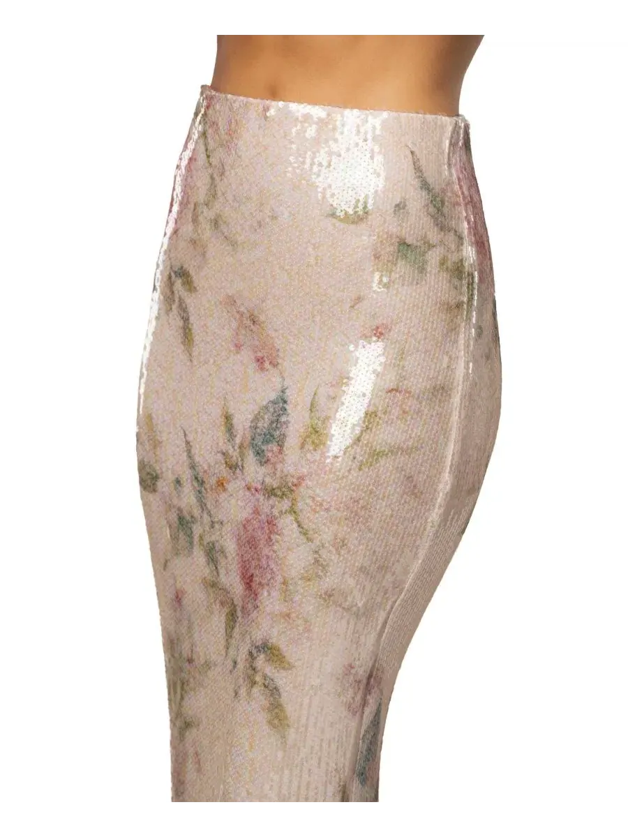 Юбка миди с пайетками Floral Villa Nights JLUXLABEL — изображение 4 из 6, слоновая кость