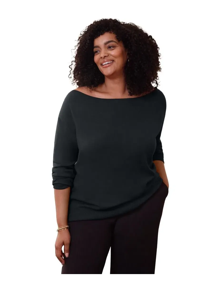 Свитер с воротником-хомутом Fine-Gauge Knit Funnel Neck AVENUE — изображение 1 из 3, черный