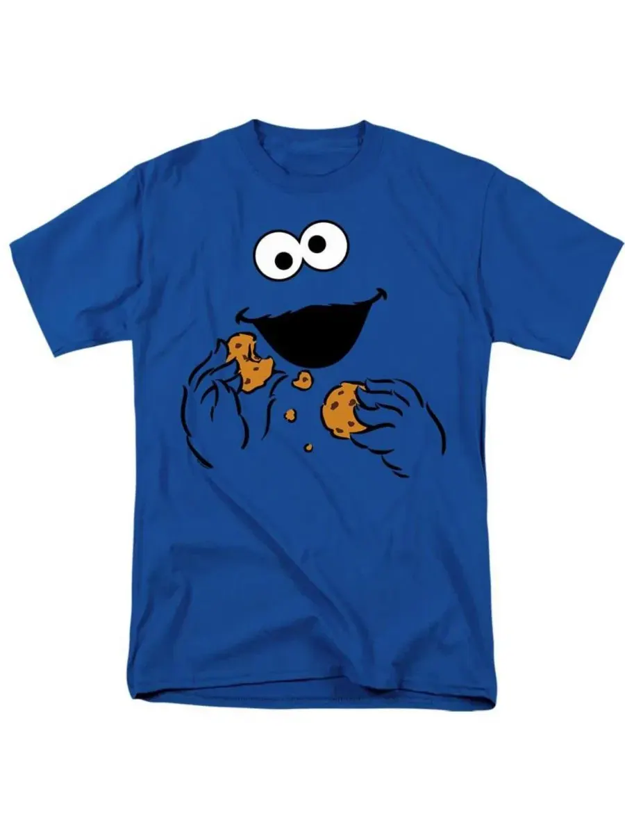Футболка с принтом Cookie Monster Om Nom Face Sesame Street — изображение 1 из 3, королевский
