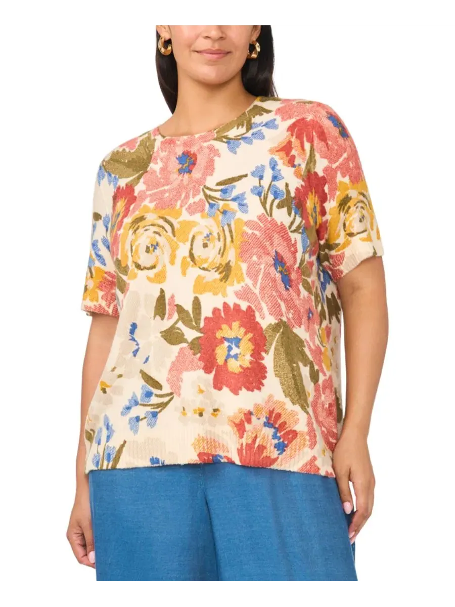 Свитер с коротким рукавом и круглым вырезом Plus Size Vince Camuto