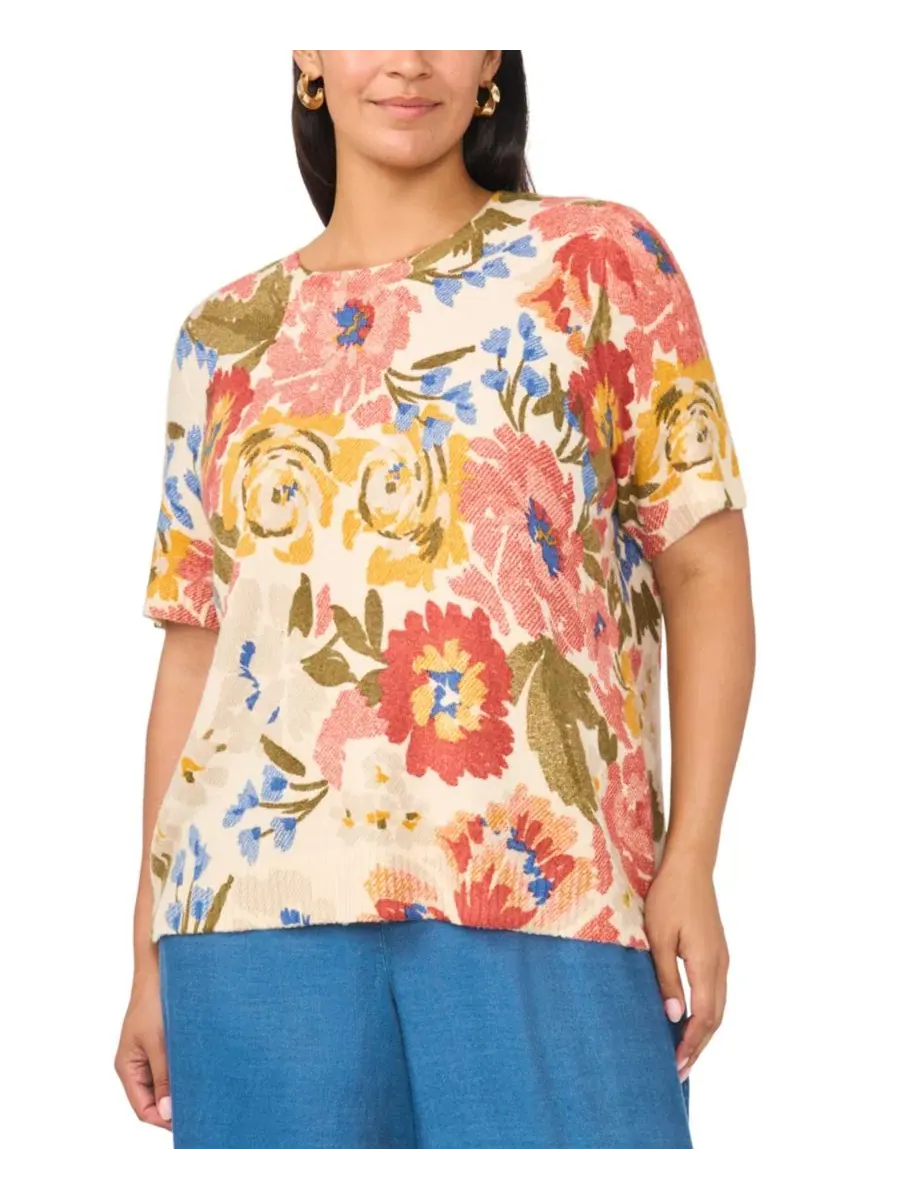 Свитер с коротким рукавом и круглым вырезом Plus Size Vince Camuto — изображение 3 из 6, березовый