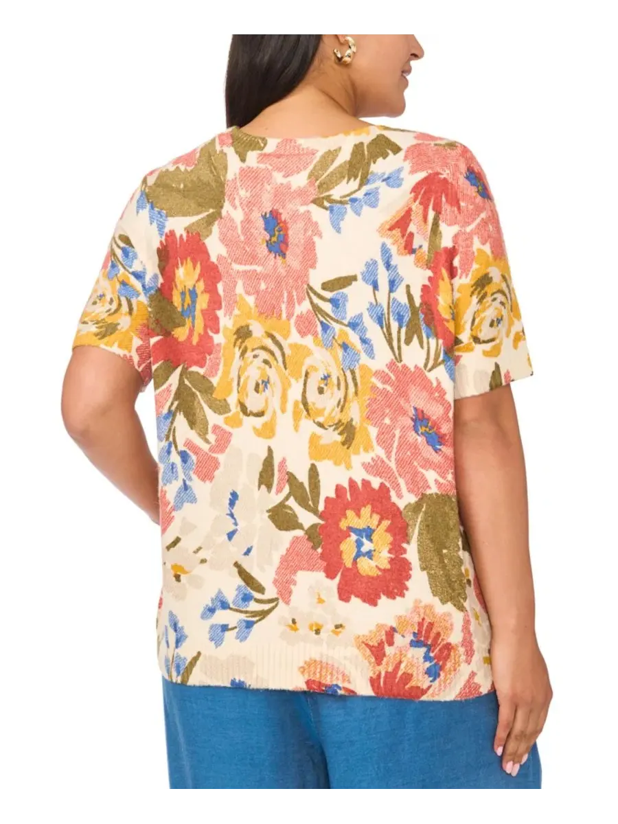 Свитер с коротким рукавом и круглым вырезом Plus Size Vince Camuto — изображение 5 из 6, березовый