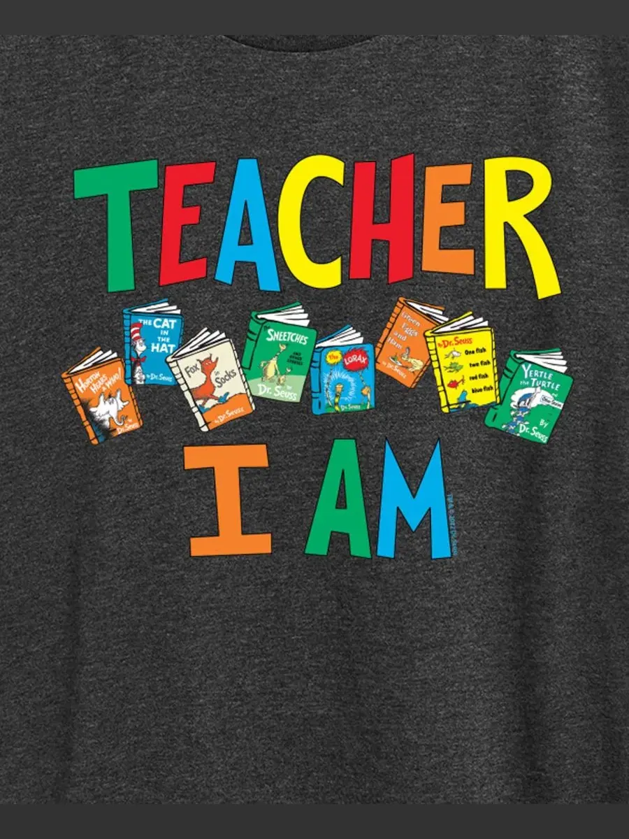 Футболка с длинным рукавом с принтом Dr. Seuss Teacher I Am Hybrid Apparel — изображение 3 из 3, темно-серый