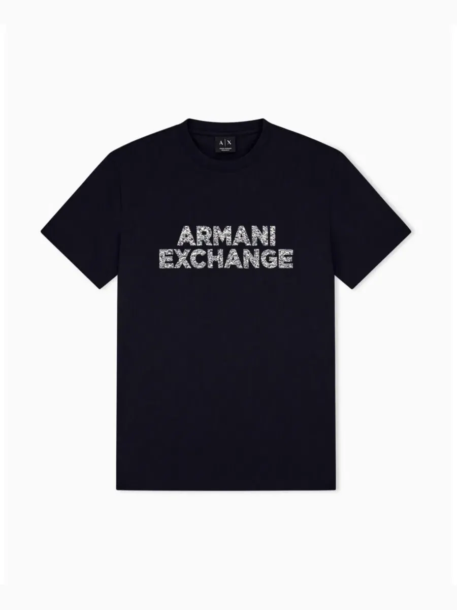 Футболка с коротким рукавом и логотипом A|X Armani Exchange — изображение 1 из 3, глубокий темно-синий