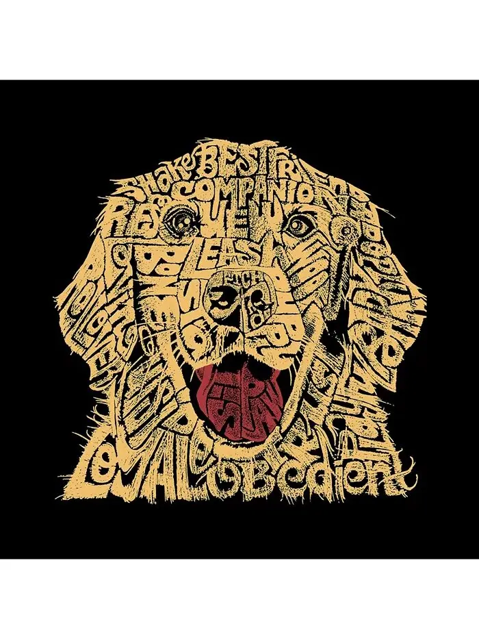 Мужская толстовка с капюшоном Word Art - Собака LA Pop Art — изображение 2 из 3, черный