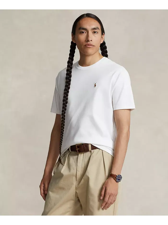 Мужская футболка Custom Slim Fit из мягкого хлопка Polo Ralph Lauren — изображение 1 из 4, белый