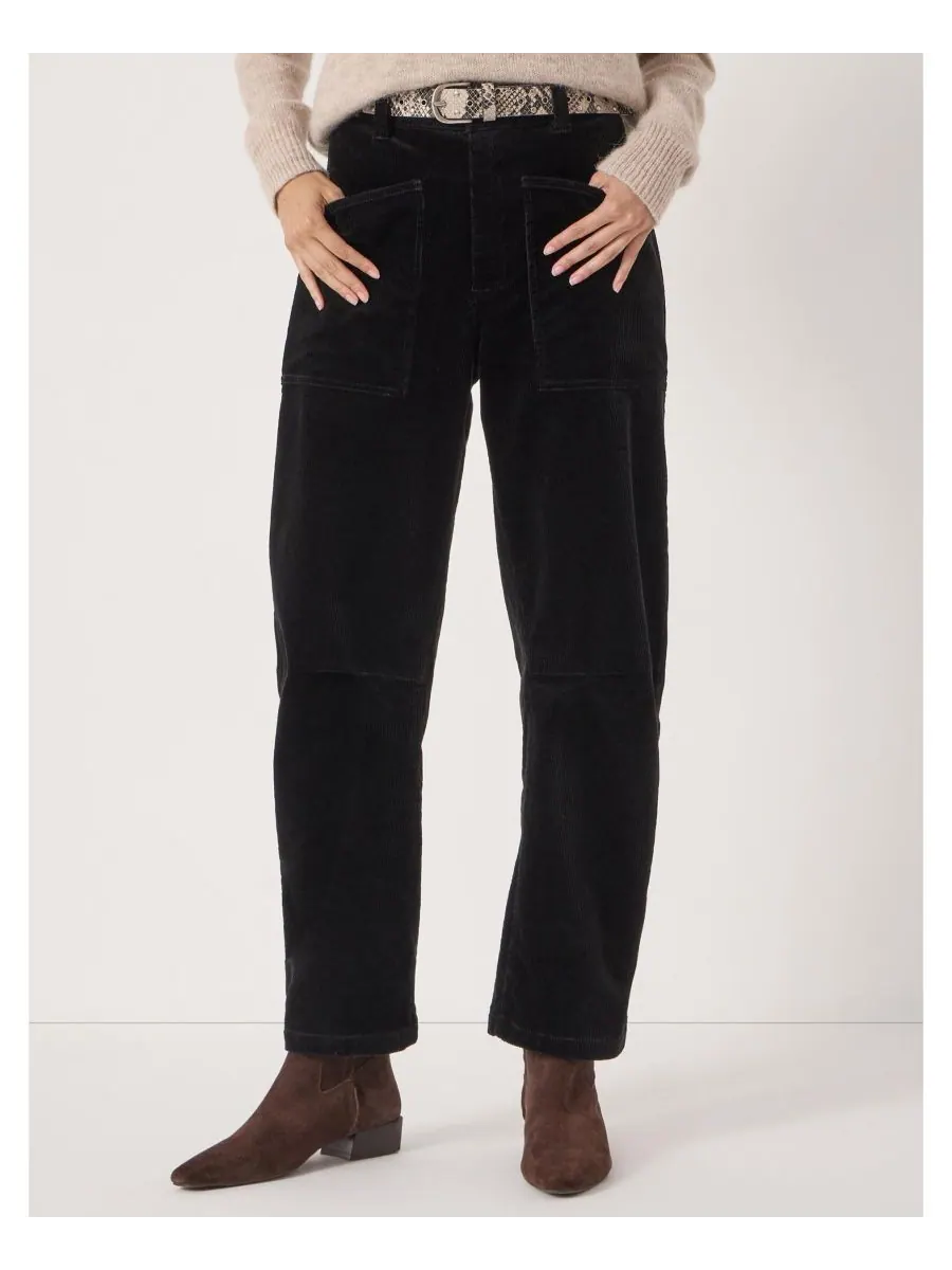 Женские вельветовые брюки Cordi Barrel Leg Cord Pants Hush — изображение 1 из 5, черный